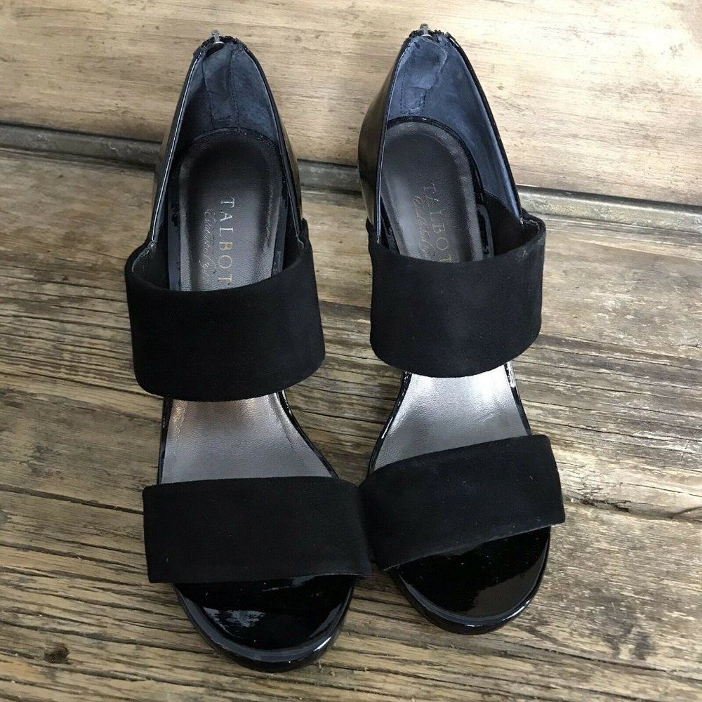 Talbots Emmie Black Suede/Patent Leather Heel 8.5